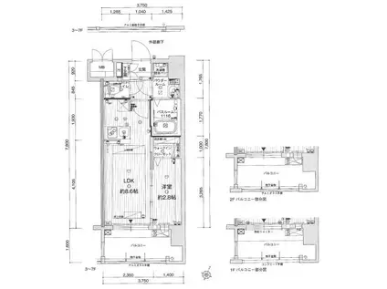 グランフォーレ大橋プレミア(1LDK/7階)の間取り写真
