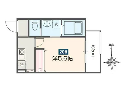 MELDIA羽沢横浜国大III(1K/2階)の間取り写真