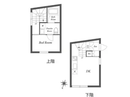 PASEO SANGENJAYA イースト ウエスト パセオ三軒茶屋(1DK/2階)の間取り写真