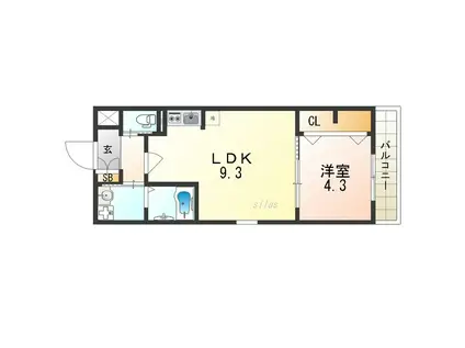 H-MAISON歌島橋I(1LDK/2階)の間取り写真