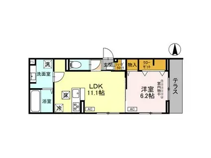 NOCTURNE(1LDK/1階)の間取り写真