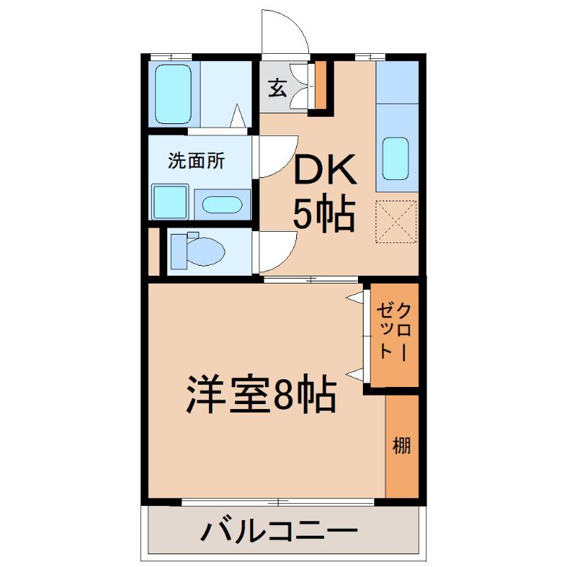 ユニオンレストII(1DK/2階)の間取り写真