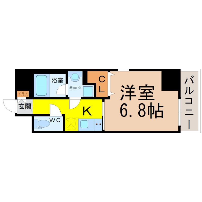 プレミアム黒川(1K/8階)の間取り写真