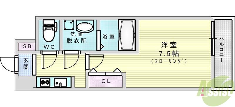 S-RESIDENCE新大阪ウエスト(1K/6階)の間取り写真
