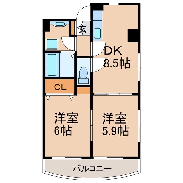 Rグレイス(2DK/2階)の間取り写真