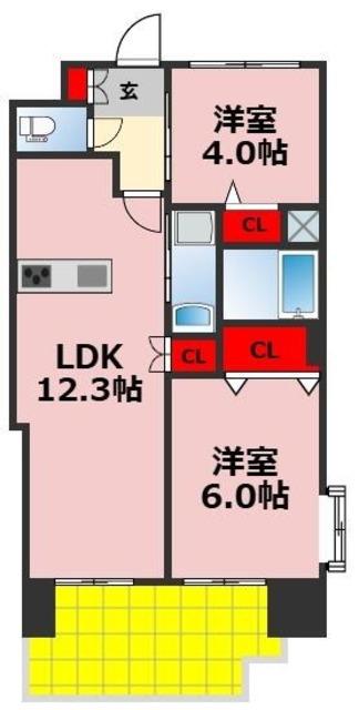 グリーンパーク水元IVリバーサイド(2LDK/3階)の間取り写真