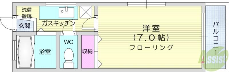 パールハイツ(1K/2階)の間取り写真