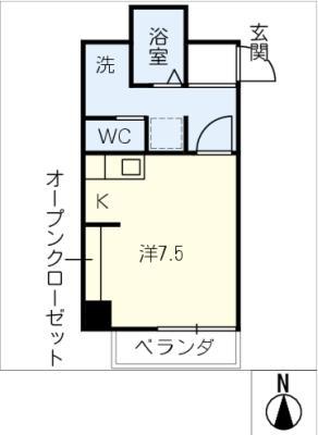 ユース山手館(ワンルーム/7階)の間取り写真