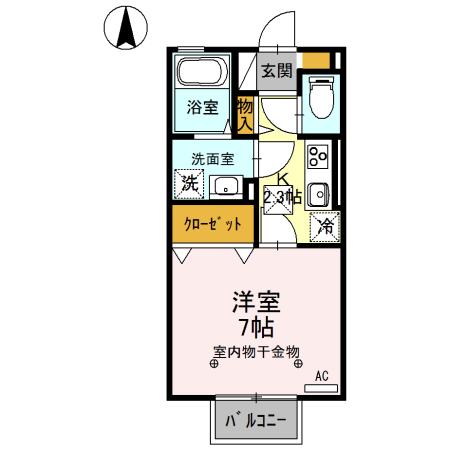 ジェイド箱森 I(1K/1階)の間取り写真