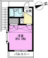 レトリア(1K/2階)の間取り写真