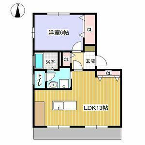 グリーンパークはやのA(1LDK/1階)の間取り写真