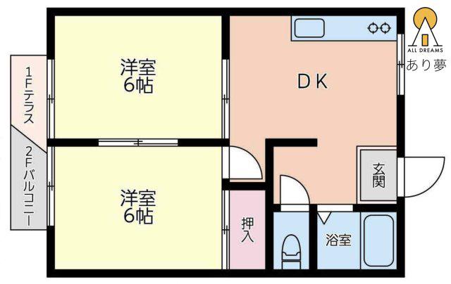 ロイヤルハイツ磯子(2DK/1階)の間取り写真