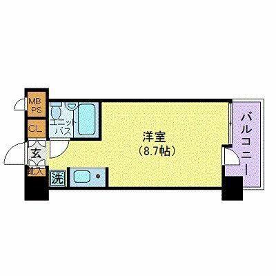 ルネ御苑プラザ(ワンルーム/13階)の間取り写真