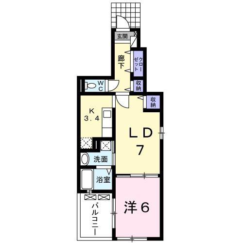 ピュアライフ(1LDK/1階)の間取り写真