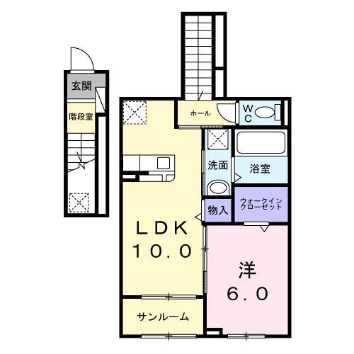 エリオス(1LDK/2階)の間取り写真