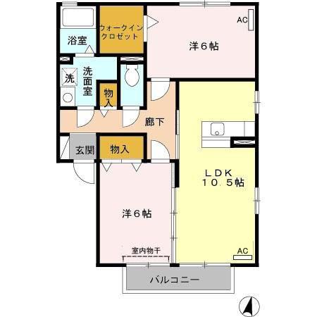 @ハウス(2LDK/2階)の間取り写真