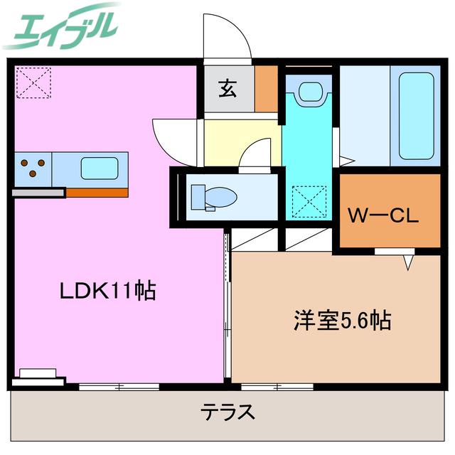 ディーシャンブル八田 A(1LDK/1階)の間取り写真