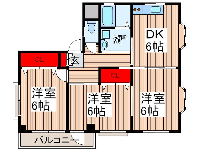 パインコート(3DK/2階)の間取り写真