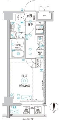 CION YOKOHAMA YAMATE(1K/7階)の間取り写真
