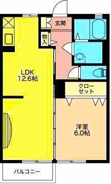 ジュネスTOUMEI A(1LDK/2階)の間取り写真