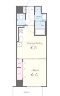 N RESIDENCE SUMIYOSHI(1DK/3階)の間取り写真