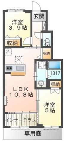 セイクレストA(2LDK/1階)の間取り写真