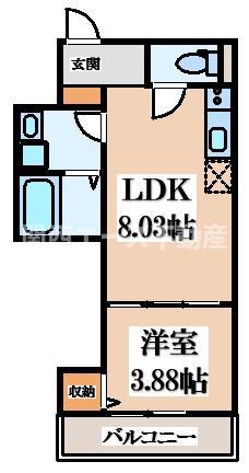 FSTYLE大蓮東1号館(1LDK/3階)の間取り写真