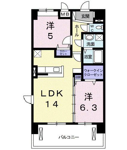 ヴァンベ-ル(2LDK/3階)の間取り写真