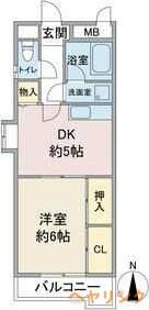 フィープル一社(1DK/3階)の間取り写真
