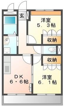 エスポワール青山(2DK/2階)の間取り写真