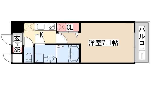 アドバンス三宮シュロス(1K/9階)の間取り写真