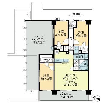 サンクレイドル桜街道レジデンス(3LDK/6階)の間取り写真