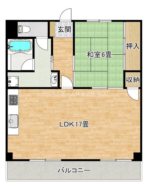 ロータスプラザ(1LDK/4階)の間取り写真