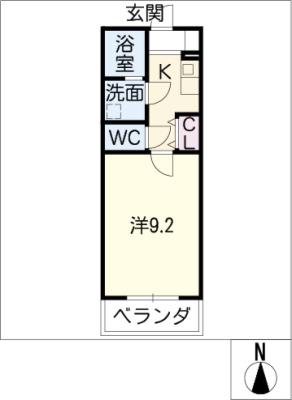 ルミナス常滑(1K/2階)の間取り写真