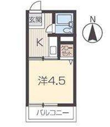セジュール松ヶ丘B棟(1K/1階)の間取り写真