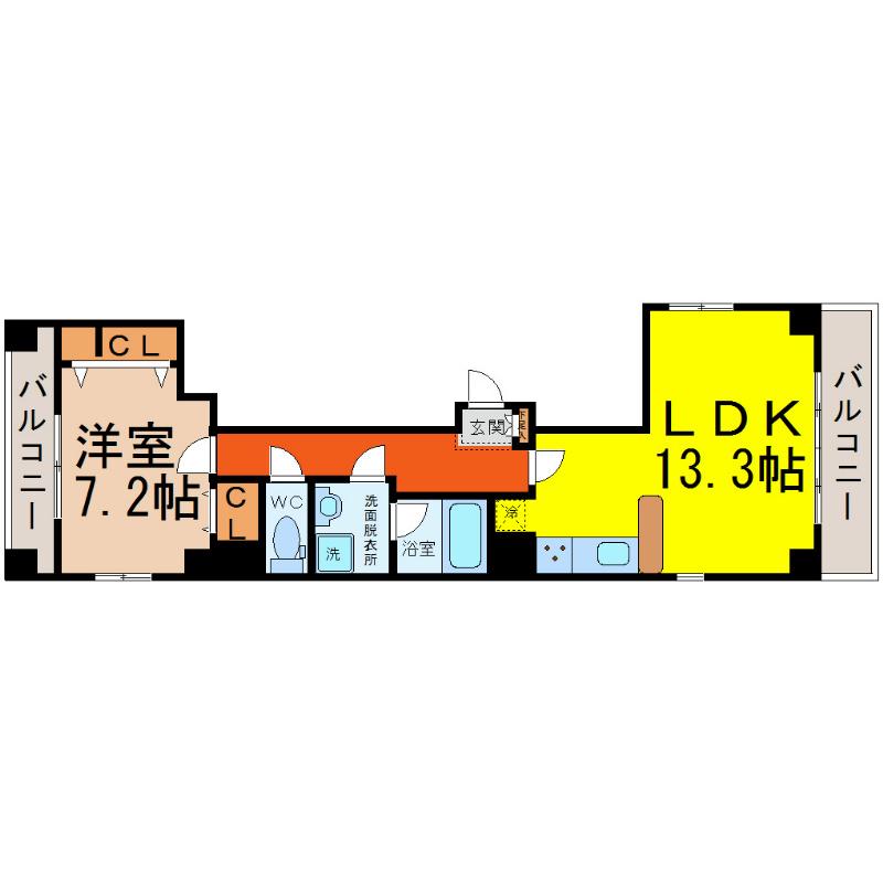 ルピナス泉(1LDK/2階)の間取り写真