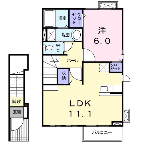ソルジェンテ(1LDK/2階)の間取り写真