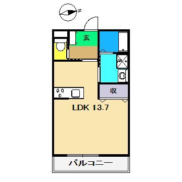 とさでん交通後免線 北浦駅(高知) 徒歩8分 2階建 築6年(ワンルーム/1階)の間取り写真