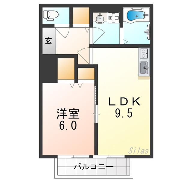 グリーンフィールズ(1LDK/2階)の間取り写真