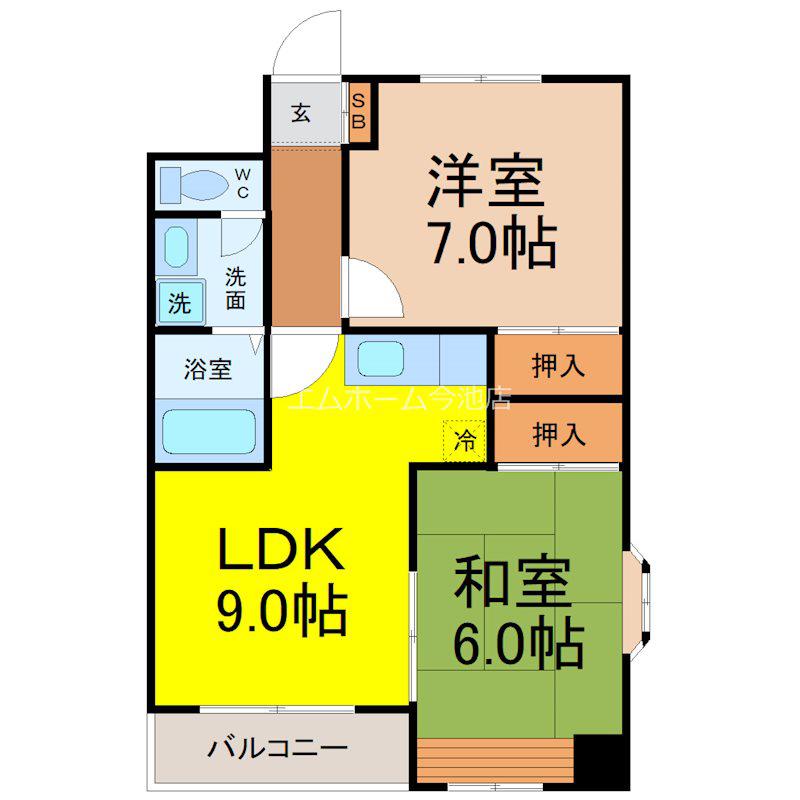 森ハイツ(2LDK/3階)の間取り写真