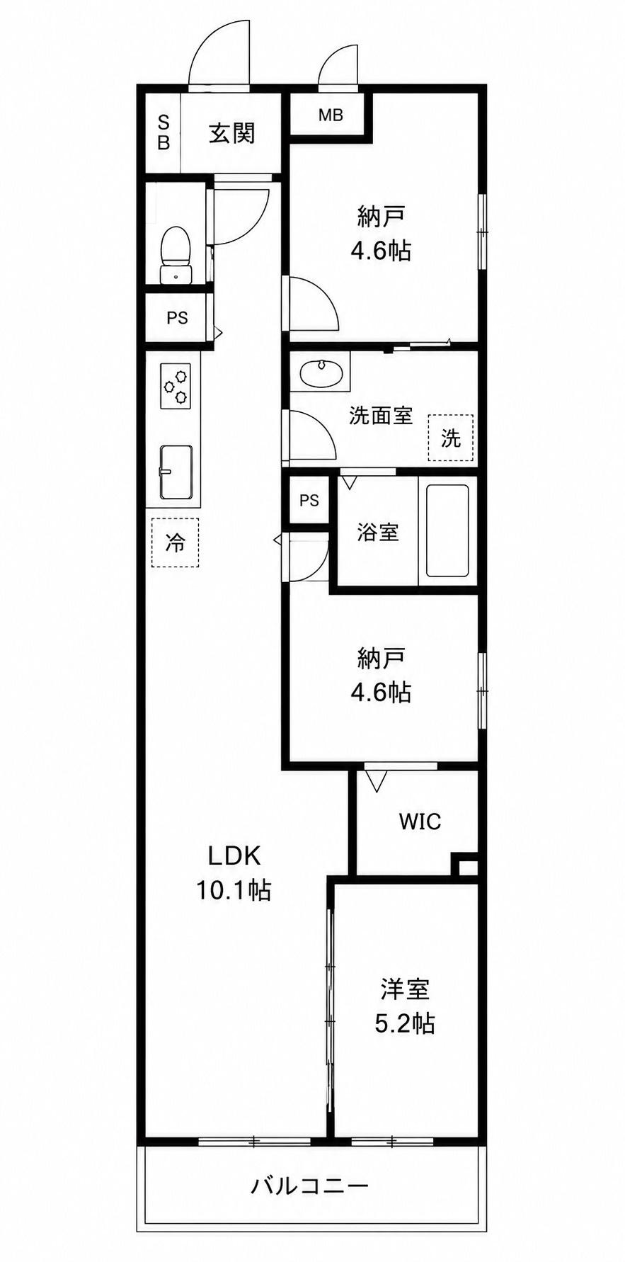 フォレストクリエオーレ枚岡壱番館(1SLDK/1階)の間取り写真