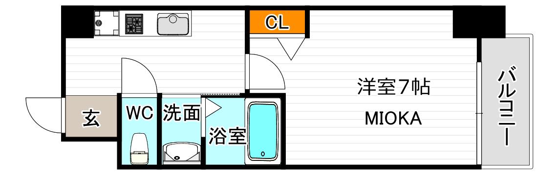 グランパシフィック天王寺南(1K/3階)の間取り写真