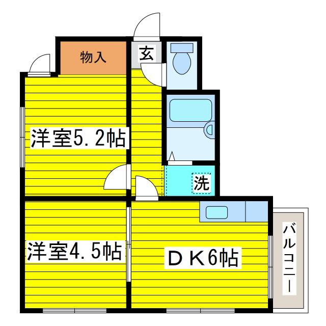 エトワール本町(2DK/4階)の間取り写真