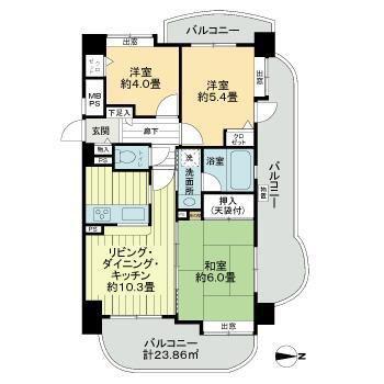 ライオンズマンション菊川リバーサイド(3LDK/4階)の間取り写真