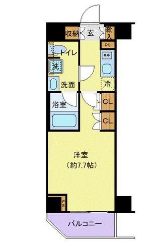 ジェノヴィア南千住VIスカイガーデン(1K/4階)の間取り写真