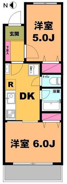 月村マンションNO.3(2DK/3階)の間取り写真