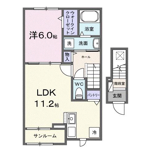 湘南シティコート(1LDK/2階)の間取り写真