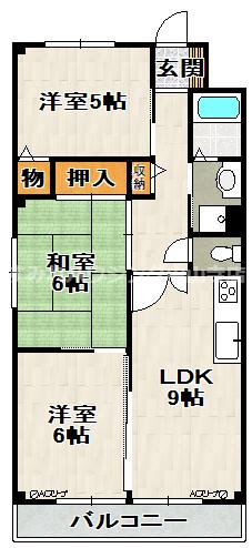 アメニティマンションII(3LDK/2階)の間取り写真