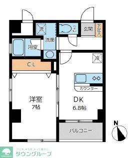 CITYSPIRE川崎(1DK/4階)の間取り写真