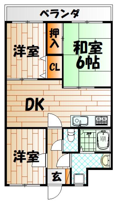 ロワールマンション小倉赤坂(3LDK/4階)の間取り写真